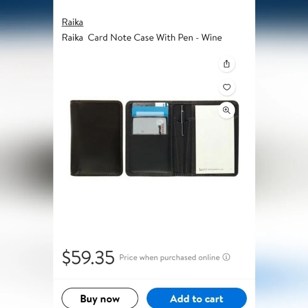 Raika Card Note Case with Pen NIB